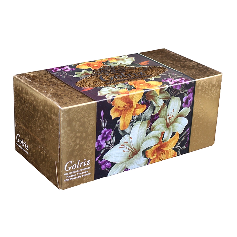 6260136100874 دستمال کاغذی گلریز- طلایی ونقره ای- 100برگ سه لا(300برگ) - تصویر 1