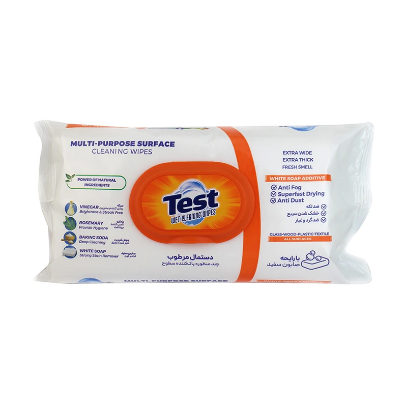 6266061107049 دستمال مرطوب چندمنظوره تست- رایحه صابون سفید 50عددی - تصویر 1